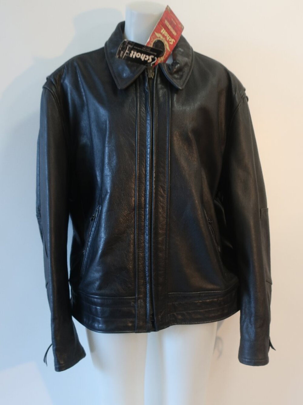 NWT Mens Perfecto Sportswear x Schott NYC Black (Item-4) Leather Jacket Coat 2XL